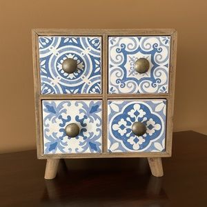 Square Wooden Box with Drawers
